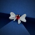 wholesale Metal material first: 45ct oval 8*10 lab-grown ruby classical Chinese style trendy luxurious bow-shaped ring-0-5