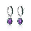 wholesale S925 Sterling Silver Inlaid with Natural Gemstone Amethyst and Moonstone Thorn Bud Design Earrings-0-5
