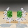 wholesale Sterling Silver Petite Emerald Stud Earrings for Women, Internet-Famous Style Elegant Earrings, New Trendy Minimalist Vintage Wholesale-0-3