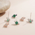 wholesale S925 Sterling Silver Cross-Border Popular Cultivated Emerald Gemstone Stud Earrings with Moissanite, Light Luxury Advanced Sense for Women-0-0