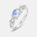 wholesale S925 sterling silver fashionable and elegant rainbow moonstone ring, versatile and niche, adjustable finger jewelry for women, wholesale-0-3