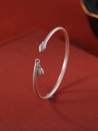wholesale Metal material: 925 silver Anemone lotus seed pod matte ancient method bracelet, Chinese style minimalist plain circle retro bangle, factory direct supply-xb886-Lotus seed sandblasted open bracelet (copper plated silver)