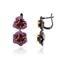 wholesale S925 Silver Designer Natural Gemstone Earrings, Floral Collection Russian Luxury Amethyst Earrings-0-7