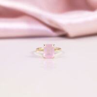 wholesale S925 Sterling Silver Ins Style 35 Carat Gemstone Ring with Natural Rose Quartz Topaz in Gold Tone-3.5 carat natural rose quartz ring  US size 6 (domestic size 13)