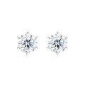 S925 Silver Minimalist Threaded Earrings, Moissanite Six-Prong Custom Processing-0-0
