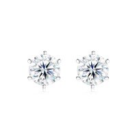 S925 Silver Minimalist Threaded Earrings, Moissanite Six-Prong Custom Processing-Moissanite 5.0mm/50 points + 50 points  925 silver + threaded ear tips
