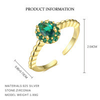 wholesale S925 Sterling Silver Cross-border European And American Style Women's Ring With Micro-set Zircon, Fashionable, Elegant, And Light Luxury Open Design-K2248_Gold/Adjustable