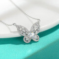 wholesale S925 Sterling Silver 1ct Moissanite Butterfly Pendant Necklace with Full Diamond Accents, Unique Design for Cross-Border Hot Sales-0-1