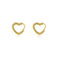 wholesale S925 Sterling Silver Minimalist Hollow-out Heart Ear Clasps, Versatile Shiny Earrings-0-0