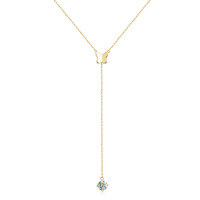Sterling Silver Moissanite Butterfly Pendant Necklace, Y-Chain-Y-shaped tassel necklace [K gold] smooth butterfly  925 silver