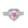 wholesale S925 sterling silver lightweight luxury high-end delicate pink heart-shaped zirconia stylish sweet fashion ring-0-4
