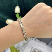 wholesale Metal material first, new hip-hop trendy 55mm champagne color pagoda cut original color moissanite bracelet unisex-Champagne single grain 5.5mm 16cm