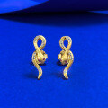 wholesale S925 Silver Gold-Plated, Mu Jing Jewelry Spring and Summer New Style Coiled Snake Wired Drawing Stud Earrings, Fashionable and High-End-0-5