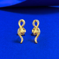 wholesale S925 Silver Gold-Plated, Mu Jing Jewelry Spring and Summer New Style Coiled Snake Wired Drawing Stud Earrings, Fashionable and High-End-E669 Golden Snake Earrings 925 Silver