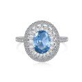 wholesale S925 Sterling Silver European American Style French Blue Zircon Candy Dazzling Women's Ring Accessories Wholesale-0-7