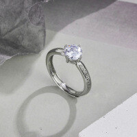 wholesale S925 Sterling Silver Four-Prong Ring for Women, Ins Style Small and Unique Design Zircon Adjustable Open Ring-004149-Four-claw zircon ring Adjustable opening