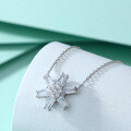 wholesale 925 Sterling Silver Zircon Crystal Star Pendant Hexagram Snowflake Necklace for Women, High-End Ins Style Collarbone Chain-0-1