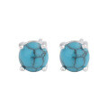 wholesale 925 Sterling Silver Four-Prong Turquoise Stud Earrings, Autumn and Winter New Style, Minimalist and Versatile, Ear Piercing Friendly, Ear Cartilage Stud, Women's Jewelry-0-4
