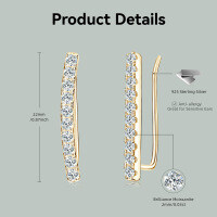 925 Sterling Silver Moissanite Women's Long Bar Earrings, Trendy Wholesale Accessories.-Moissanite Long Earrings [K Gold]  925 Silver
