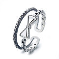 wholesale S925 Sterling Silver Vintage Antique Double-Layer Cute 3D Bow Gift for Girlfriend Adjustable Ring-0-4