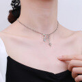 wholesale S925 Sterling Silver Korean-style Geometric Hexagon Dot Cross Beaded Chain Creative Unisex Necklace-0-3