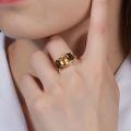 wholesale S925 silver plated with 14k gold, natural gemstone citrine and smoky quartz ring, luxurious design-0-2