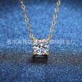 S925 Silver 03CT 05CT Moissanite Four-Prong Delicate Women's Necklace-0-1