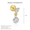 wholesale S925 Sterling Silver Irregular Zircon Star Earrings, Round Small Niche Design。-0-4
