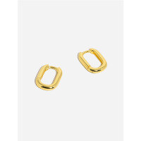 wholesale 925 Silver Cross-border Minimalist Geometric U-shaped Earrings, Women's Ins Ellipse Smooth Ear Hoops, Autumn Winter Ear Accessories-E3473-Gold 925 Silver