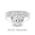 wholesale S925 Sterling Silver Cross-Border Women's Simple Heart-Shaped Solitaire Zircon Ring 03 Carat - 4 Carat Love Main Stone-0-12