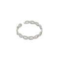 wholesale S925 Sterling Silver Korean Version Ins Minimalist Interwoven Thin Braided Ring for Women, Versatile Silver Ring-0-4