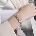 wholesale S925 Sterling Silver Korean and Japanese Creative Interlocking Circle Roman Numeral Pattern White Mother-of-Pearl Unique Design Bracelet-0-3