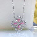 wholesale S925 Silver Four-Leaf Clover Necklace, Retro Short Cross Chain Silver Necklace, Trending Necklace 40+3-0-5