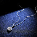 Sterling Silver Pendant with 1-Carat Moissanite, Pear-Shaped Women's Necklace-0-0