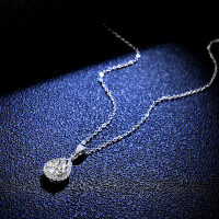 Sterling Silver Pendant with 1-Carat Moissanite, Pear-Shaped Women's Necklace.-1-carat necklace (D color moissanite)  925 silver
