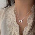 wholesale S925 Sterling Silver Bow Necklace for Women, Korean Spring and Summer New Arrival, Versatile Minimalist High-End Collarbone Chain-0-4