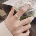 wholesale S925 Sterling Silver Korean-style Creative Crushed Silver Spliced Pearl Spaced Lady-like Elegant Open Ring-0-3