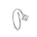 wholesale 925 Sterling Silver Single Diamond Ring for Women, Japanese and Korean Style Minimalist Niche Design High-End Feeling Zircon Adjustable Open Ring-0-4