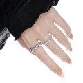 wholesale S925 Sterling Silver 3105 Knot Twist Ring for Women, Minimalist Style, Small and Unique Interwoven Openwork Design Adjustable Finger Ring-0-2