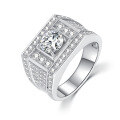 wholesale S925 silver inlaid with 1CT moissanite men's classic fashion ring, hot-selling direct sales in European and American cross-border live broadcasts-0-0