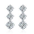 wholesale Metal: 925 Silver Gold Plated Cross-Border Source Minimalist Ins Style Adjustable Four-Prong Earrings with 60mm Moissanite Studs-0-4