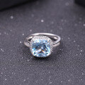 wholesale Fashionable natural topaz ring for women, lightweight luxury with a premium feel, S925 silver set with 10*10mm natural gemstone ring-0-1