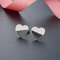 wholesale S925 Silver Korean Version Elegant Two-Tone Heart Stud Earrings for Women, Minimalist Design Heart-Shaped Earrings Cross-Border New Accessories-0-0