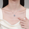 S925 Sterling Silver Moissanite Women's Pendant Necklace, Pentagonal Fashion Choker-0-2