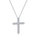 wholesale S925 Sterling Silver Korean Style Ins Cross Pendant Pearl Opal Stone Choker Necklace for Women-0-12