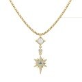 wholesale S925 Sterling Silver Korean Style Light Luxury Women's Necklace with Exquisite Australian Gemstone Hexagram Pendant, Delicate Collarbone Chain-0-6
