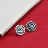 wholesale S925 Sterling Silver Antique Chinese Style Auspicious Clouds Button Necklace Clasp End Clasp Fittings for DIY Handmade Braided Rope Bracelet Pendant-One button (5000525)