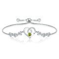 wholesale S925 Sterling Silver Jewelry Aquamarine Silver Bracelet Gemstone Heart Bracelet for Women High-End Minimalist Small Bracelet-0-0