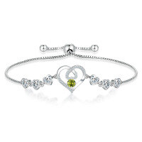 wholesale S925 Sterling Silver Jewelry Aquamarine Silver Bracelet Gemstone Heart Bracelet for Women High-End Minimalist Small Bracelet-Gold>925 silver