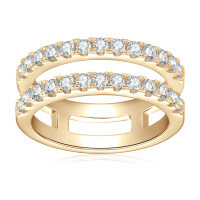 925 Sterling Silver Three-Stone Moissanite Ring, Women's Trendy Minimalist Design-【Brilliant Stars】-K Gold  8.5 USD